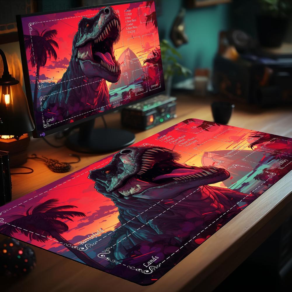 Door Mat Blank - Neon Esthetische Dinosaurus Thema MTG Speelmat